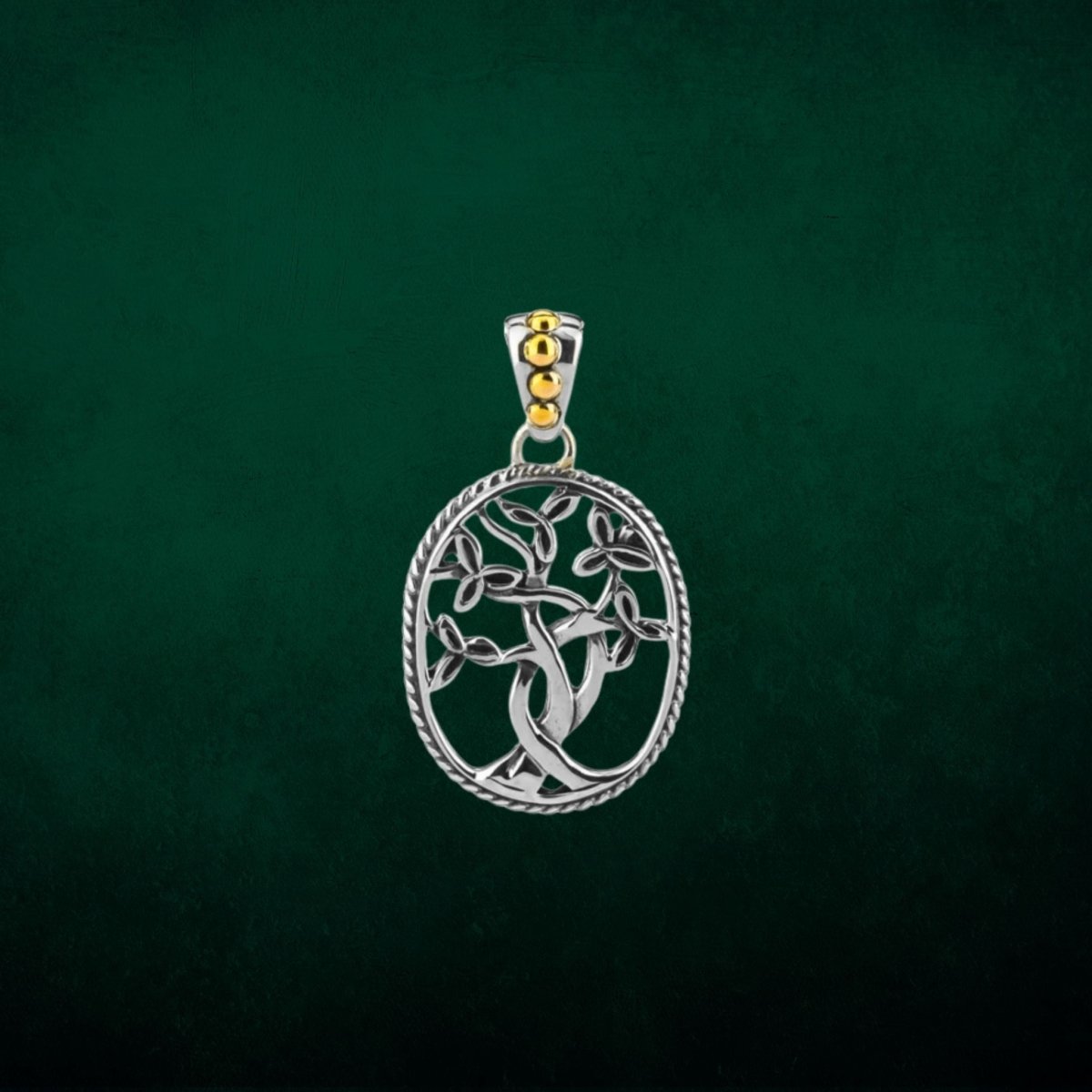 Sterling Silver and 18k Gold Oval Tree of Life Necklace - The Celtic Gift Store - Necklaces