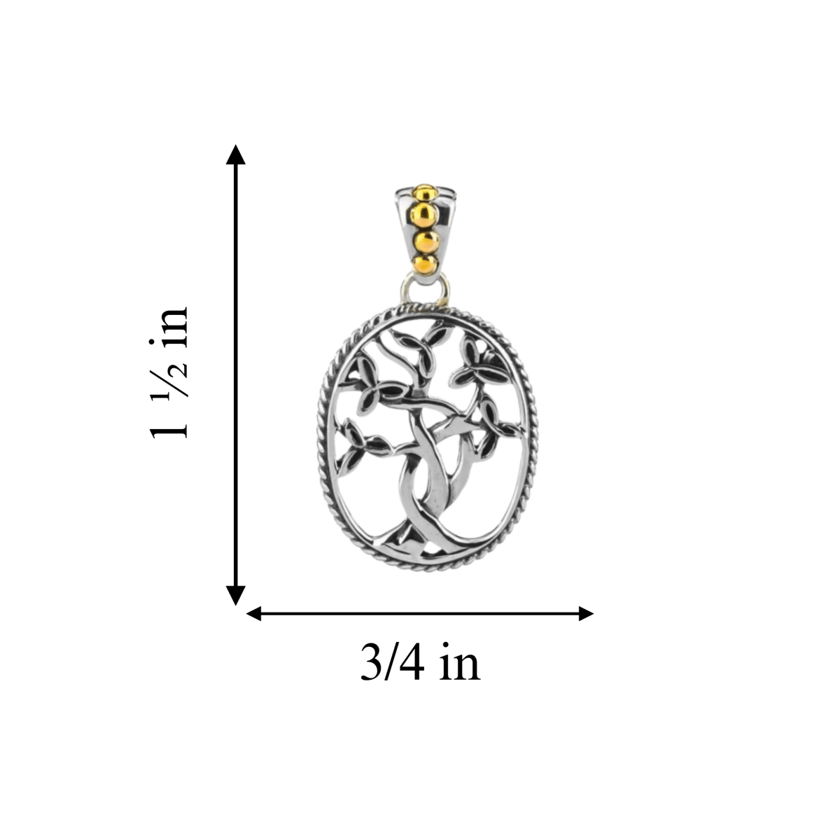 Sterling Silver and 18k Gold Oval Tree of Life Necklace - The Celtic Gift Store - Necklaces