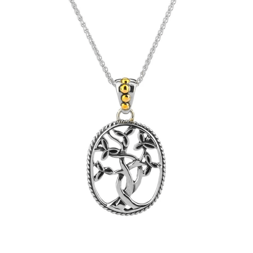 Sterling Silver and 18k Gold Oval Tree of Life Necklace - The Celtic Gift Store - Necklaces