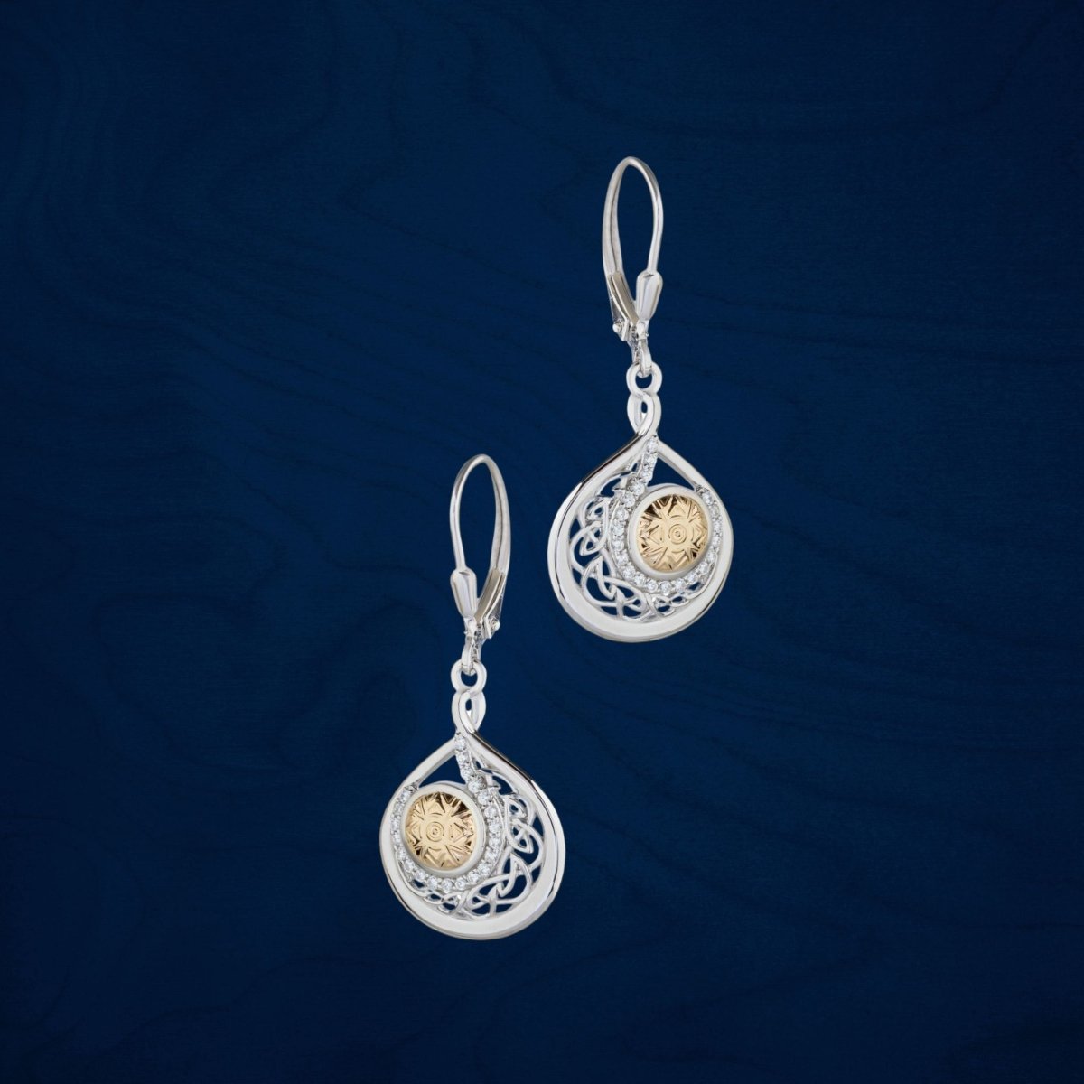 Sterling Silver and 18k Gold Solstice Teardrop Earrings - The Celtic Gift Store - Earrings