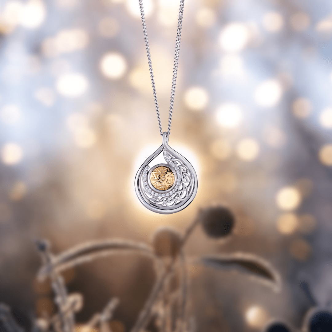 Sterling Silver and 18k Gold Solstice Teardrop Necklace - The Celtic Gift Store - Necklaces