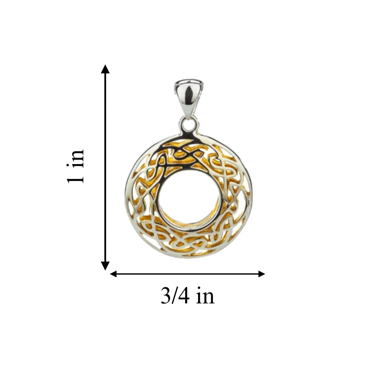 Sterling Silver and 22k Gold Celtic Knot Round Window Necklace - The Celtic Gift Store - Necklaces