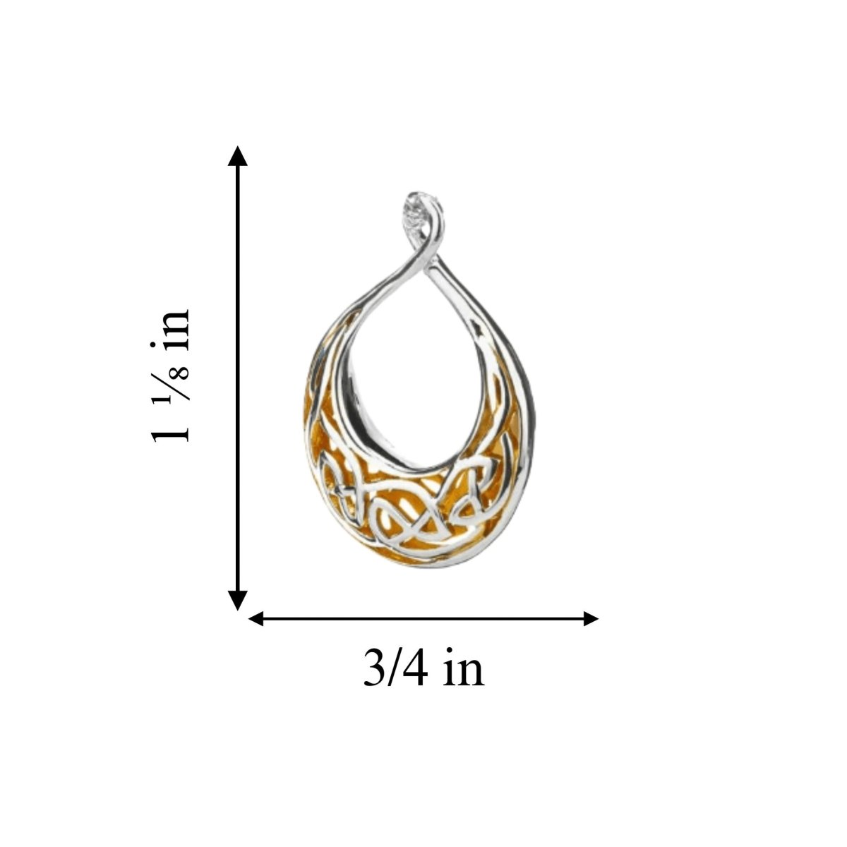 Sterling Silver and 22k Gold Celtic Teardrop Window Necklace - The Celtic Gift Store - Necklaces