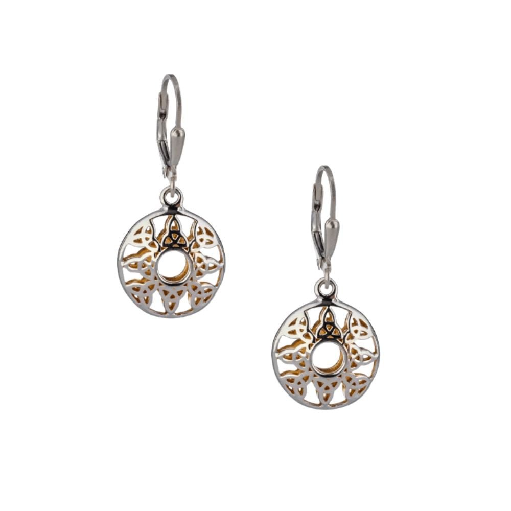 Sterling Silver and 22k Gold Trinity Knot Circular Window Earrings - The Celtic Gift Store - Earrings
