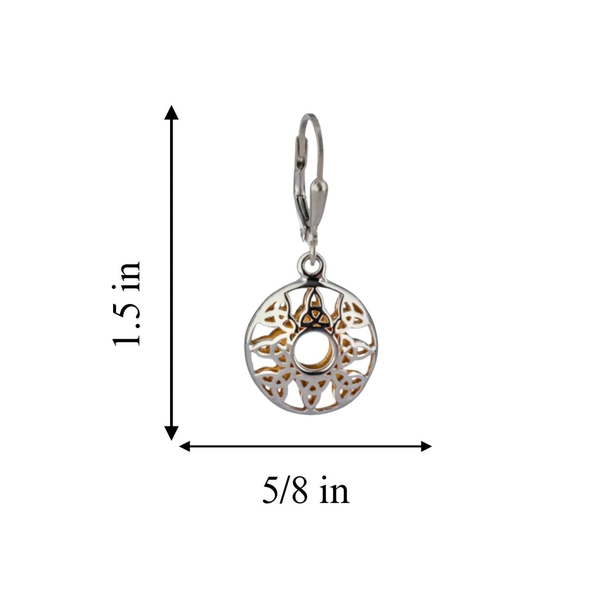 Sterling Silver and 22k Gold Trinity Knot Circular Window Earrings - The Celtic Gift Store - Earrings