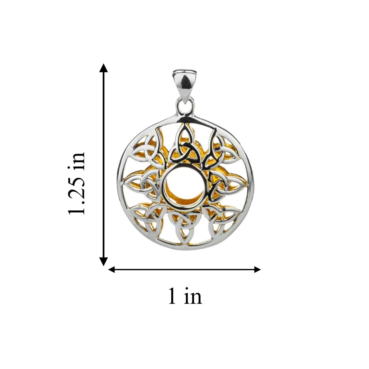 Sterling Silver and 22k Gold Trinity Knot Circular Window Necklace - The Celtic Gift Store - Necklaces