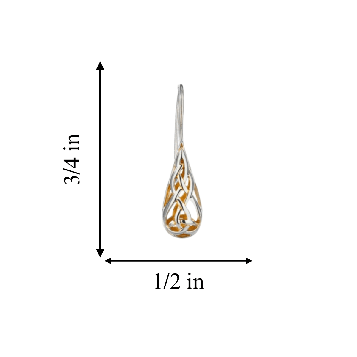 Sterling Silver and 22k Gold Trinity Knot Teardrop Earrings - The Celtic Gift Store - Earrings