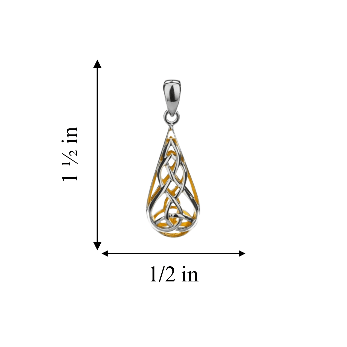 Sterling Silver and 22k Gold Trinity Knot Teardrop Necklace - The Celtic Gift Store - Necklaces