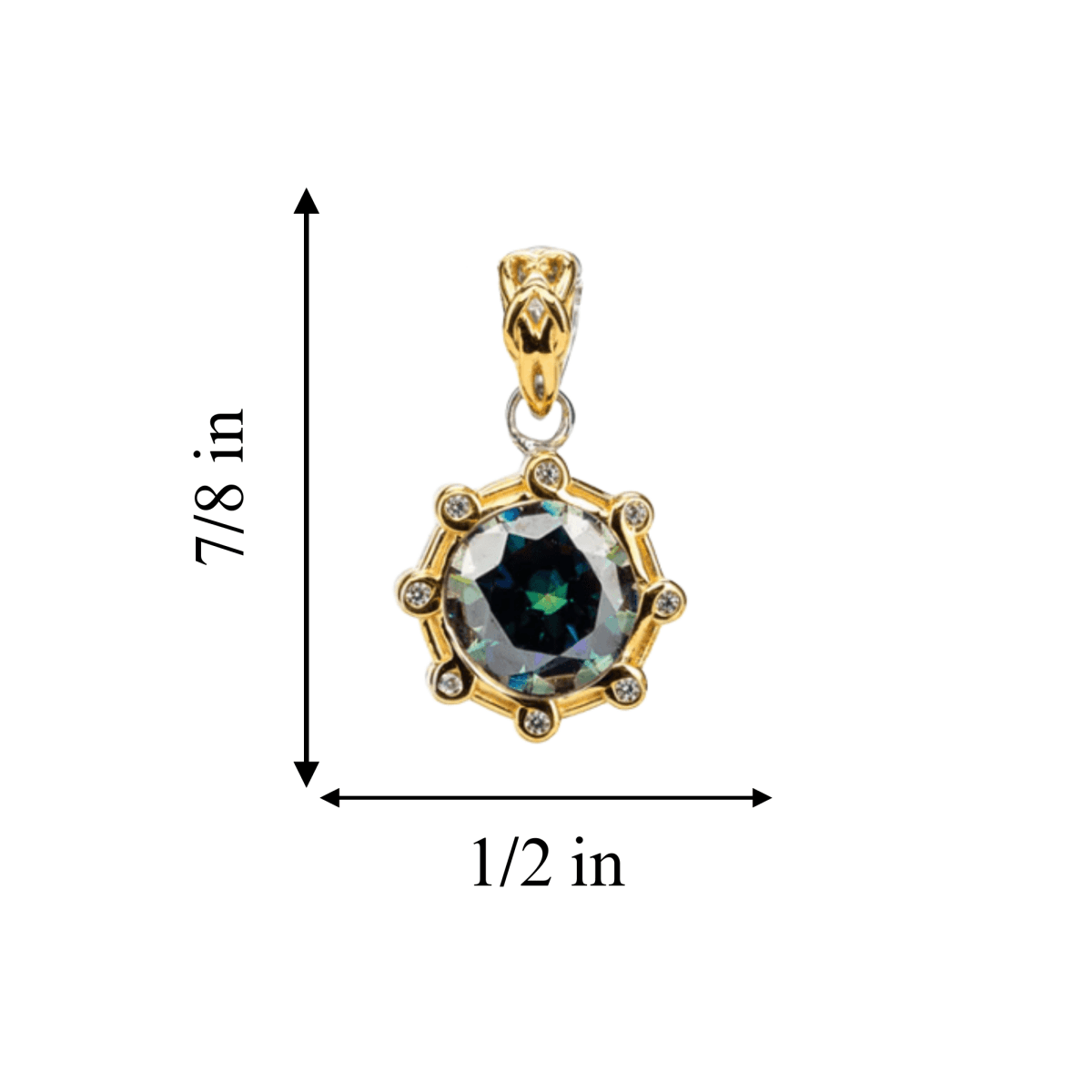 Sterling Silver and 23k Gold Celestial Necklace with Blue Moissanite - The Celtic Gift Store - Necklaces