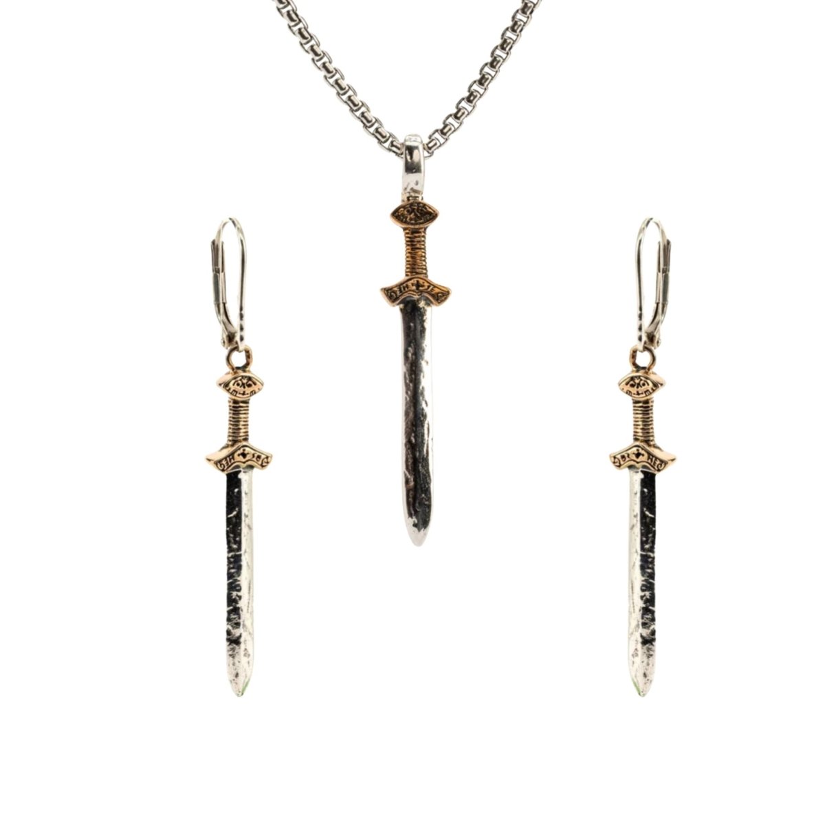 Sterling Silver and Bronze Viking Sword Earrings - The Celtic Gift Store - Earrings