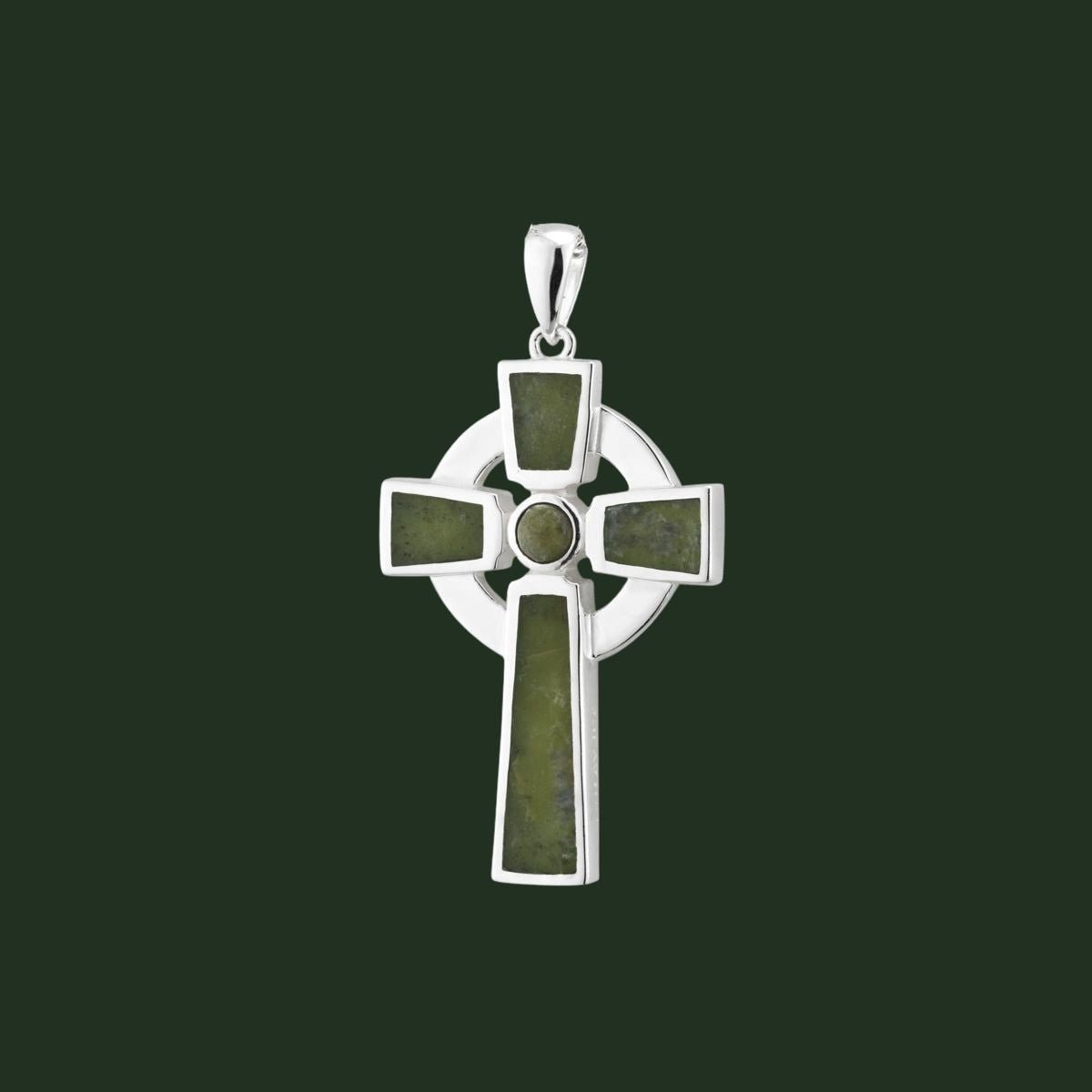 Sterling Silver and Connemara Marble Small Celtic Cross