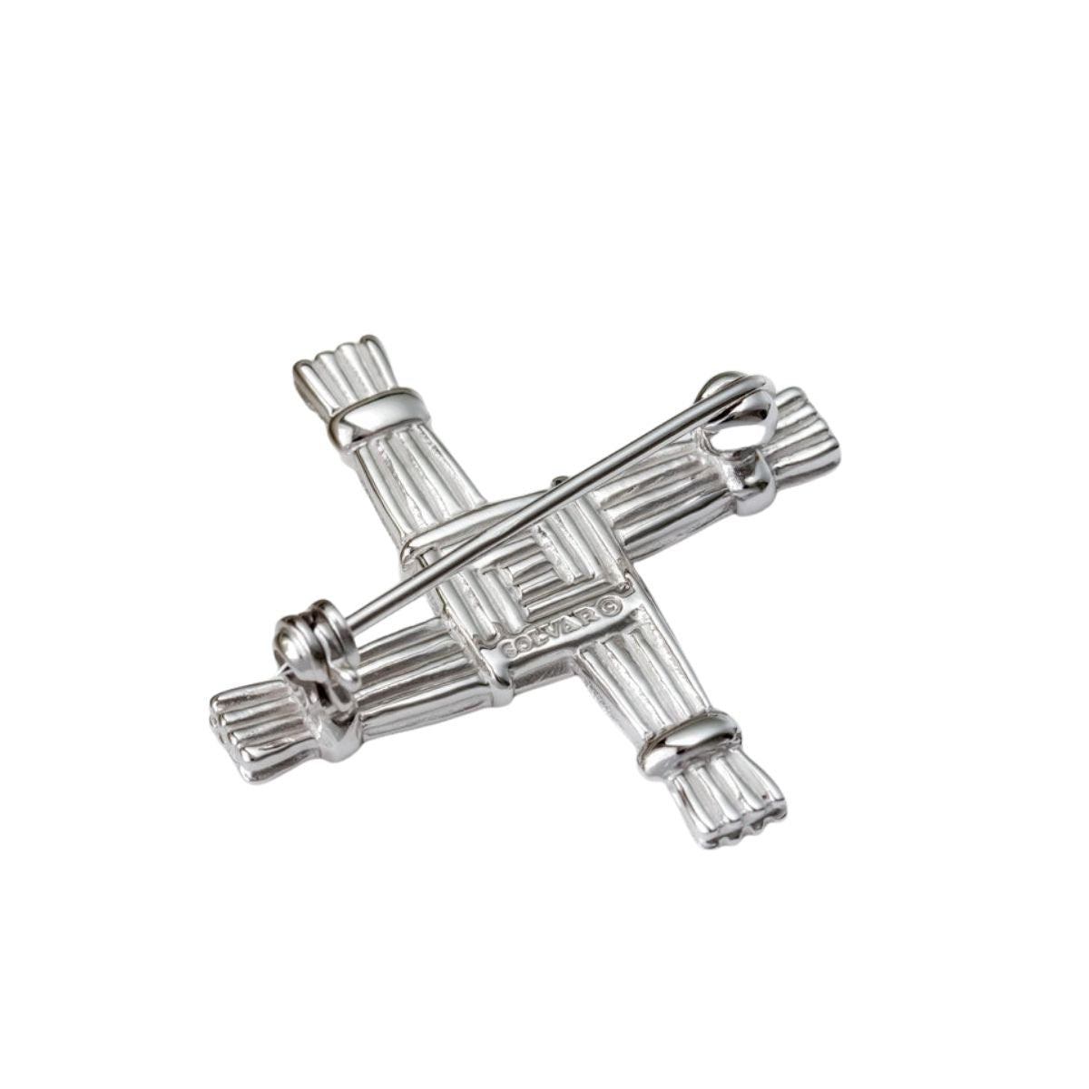 Sterling Silver and Connemara Marble St. Brigid's Cross Brooch