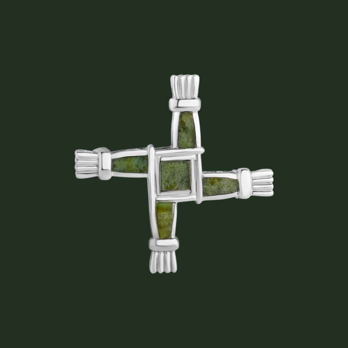 Sterling Silver and Connemara Marble St. Brigid's Cross Brooch