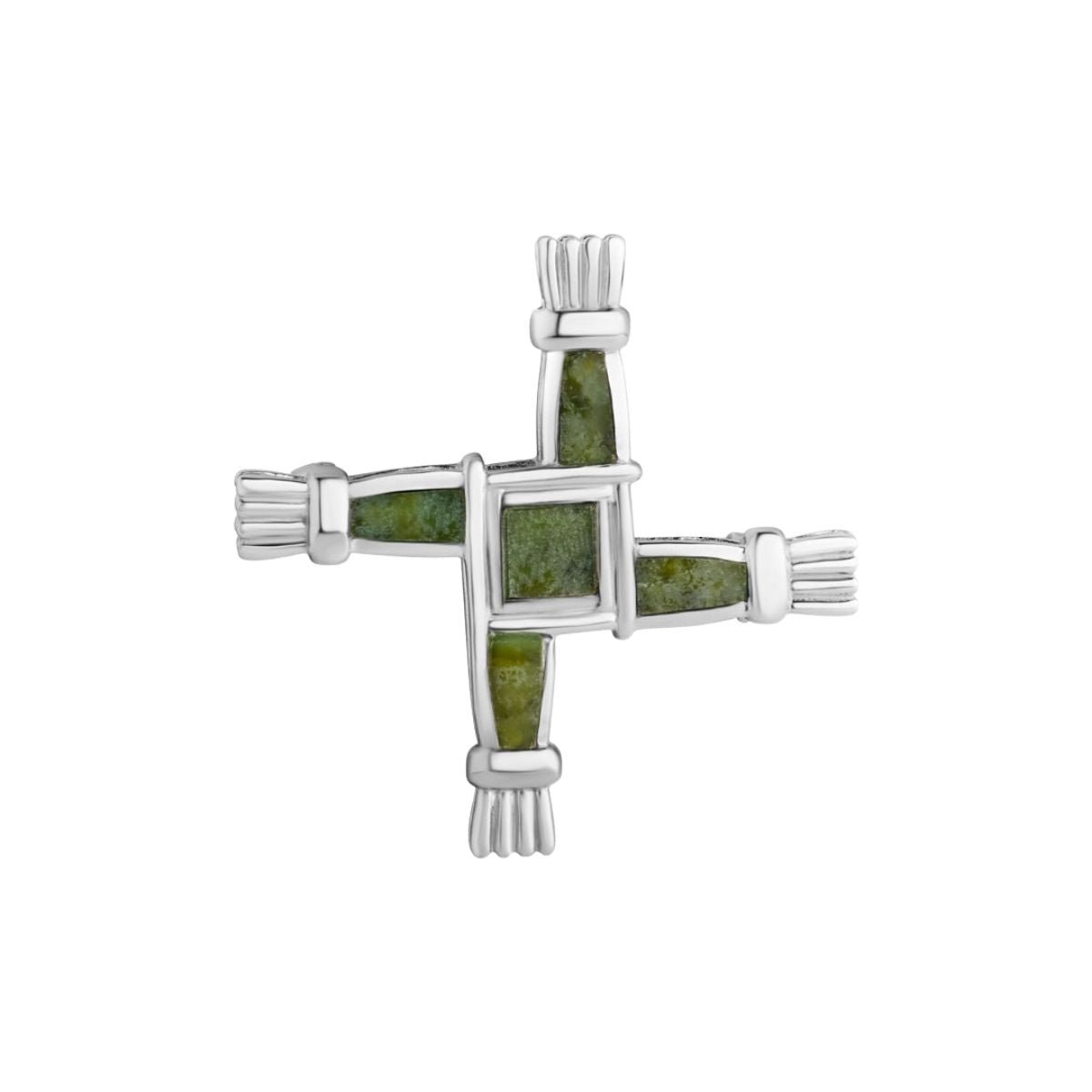 Sterling Silver and Connemara Marble St. Brigid's Cross Brooch