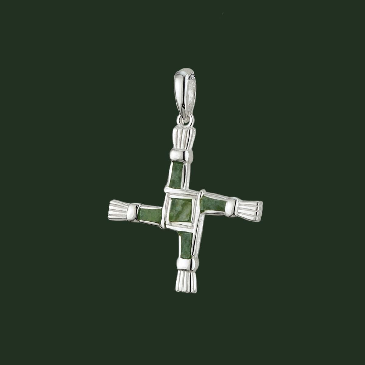 Sterling Silver and Connemara Marble St. Brigid's Cross Necklace