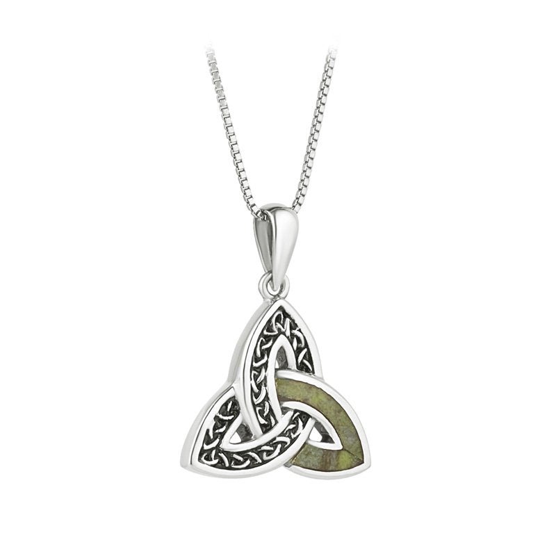 Sterling Silver and Connemara Marble Trinity Knot Necklace - The Celtic Gift Store - Necklaces