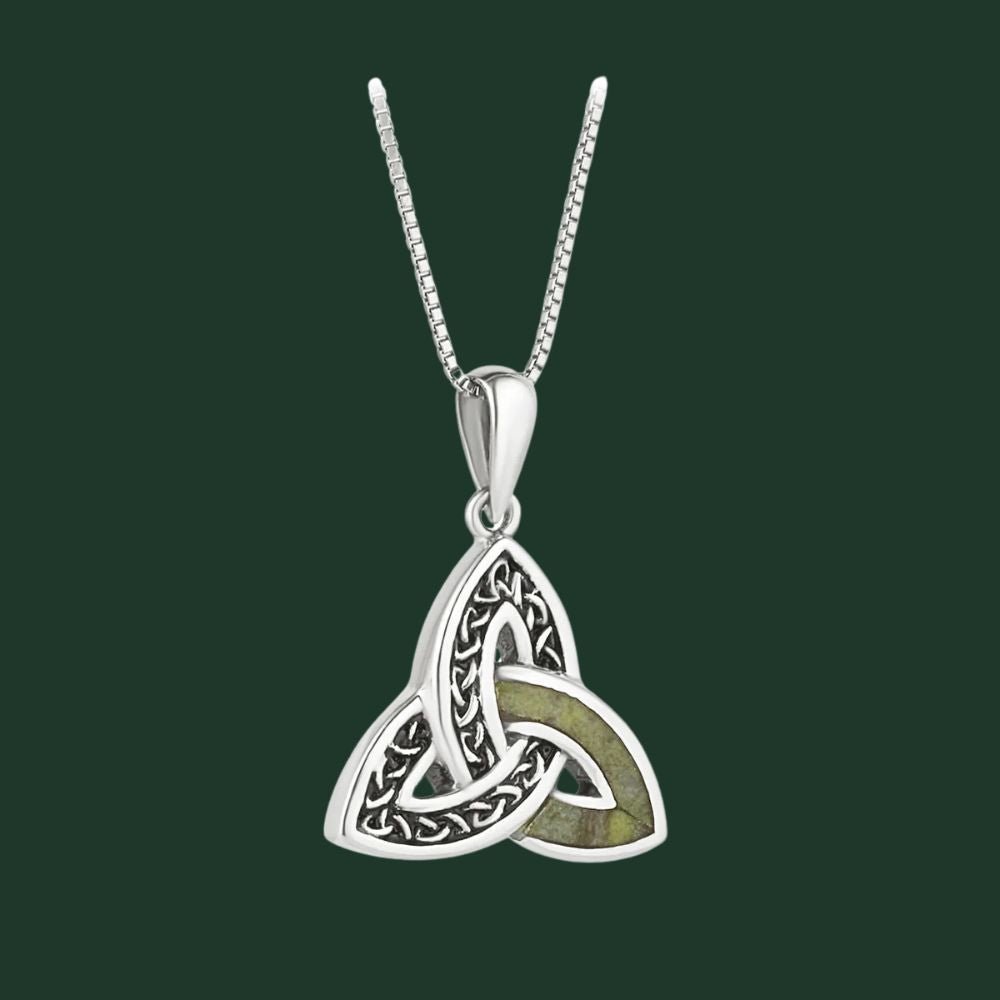 Sterling Silver and Connemara Marble Trinity Knot Necklace