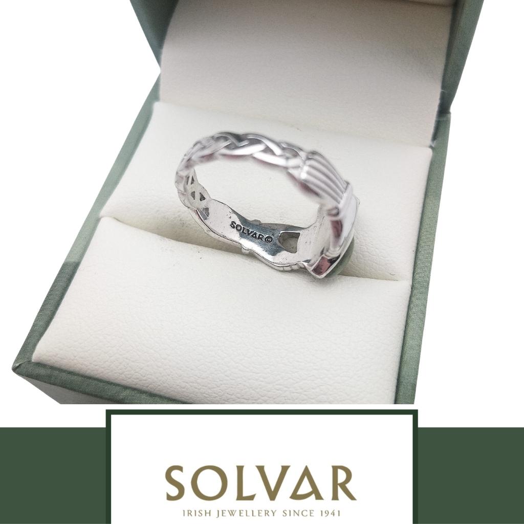 Sterling Silver and Connemara Marble Woven Claddagh Ring