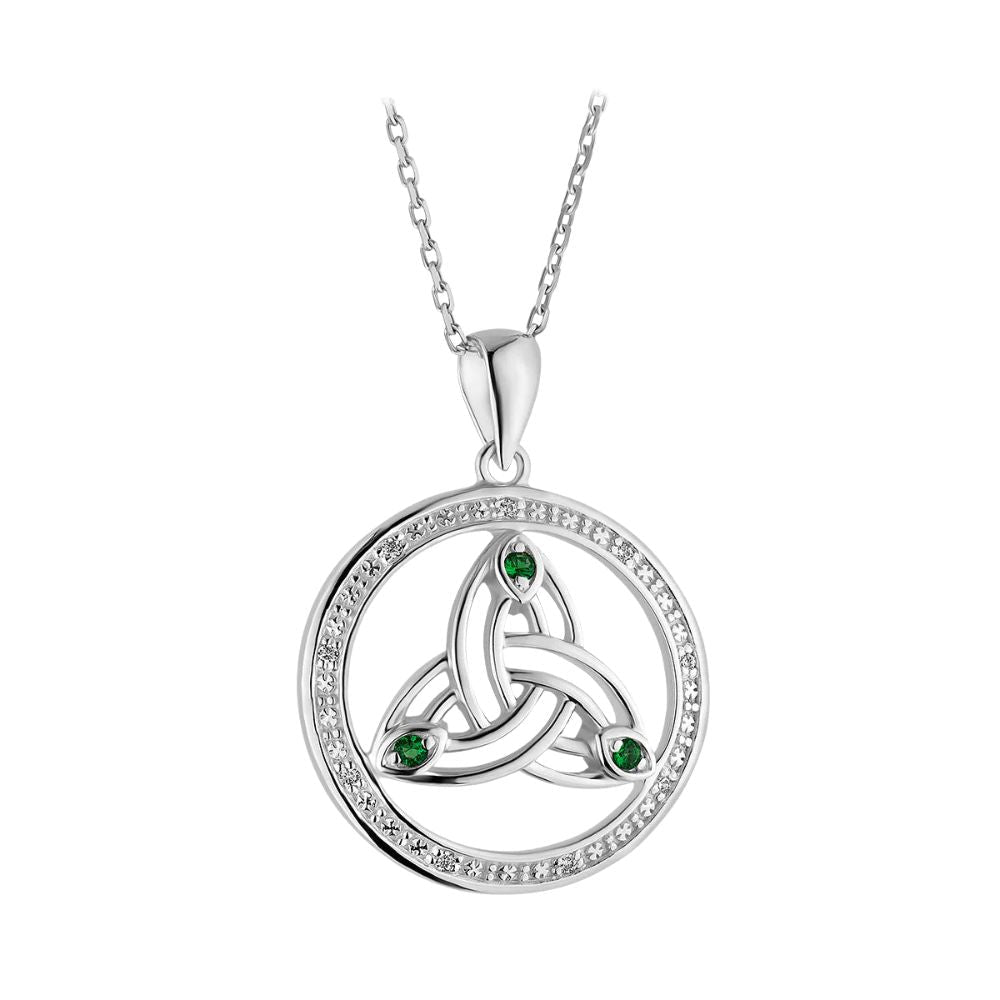 Sterling Silver and Crystal Trinity Knot Circle Necklace - The Celtic Gift Store - Necklaces