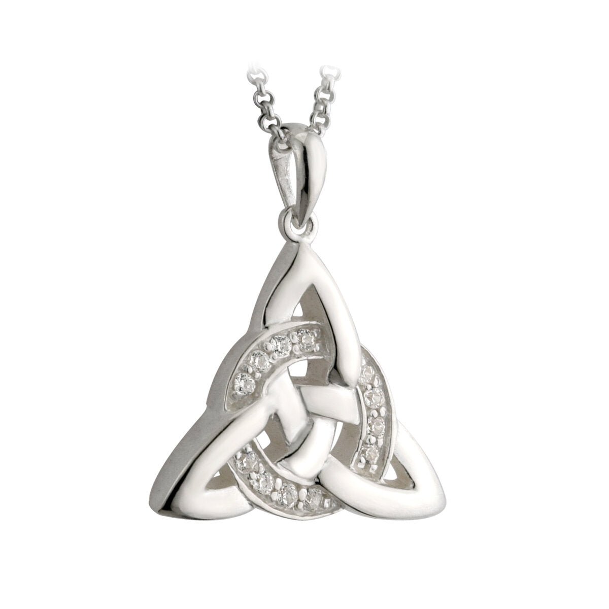 Sterling Silver and CZ Celtic Trinity Knot Necklace - The Celtic Gift Store - Necklaces