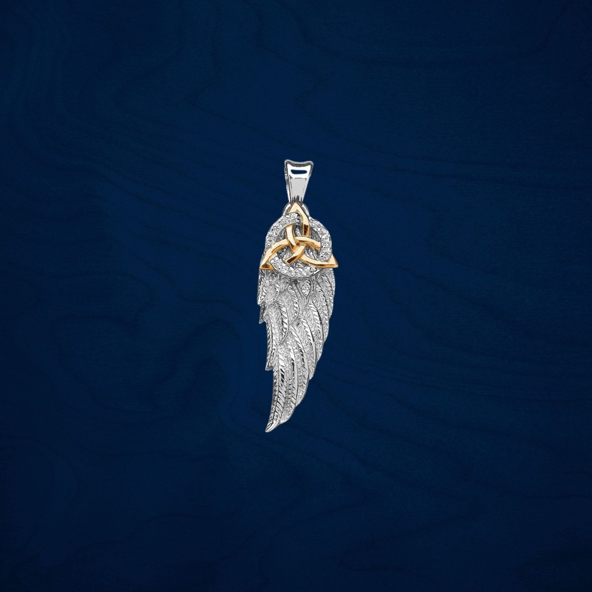 Sterling Silver and Gold Trinity Knot Angel's Wing Necklace - The Celtic Gift Store - Necklaces