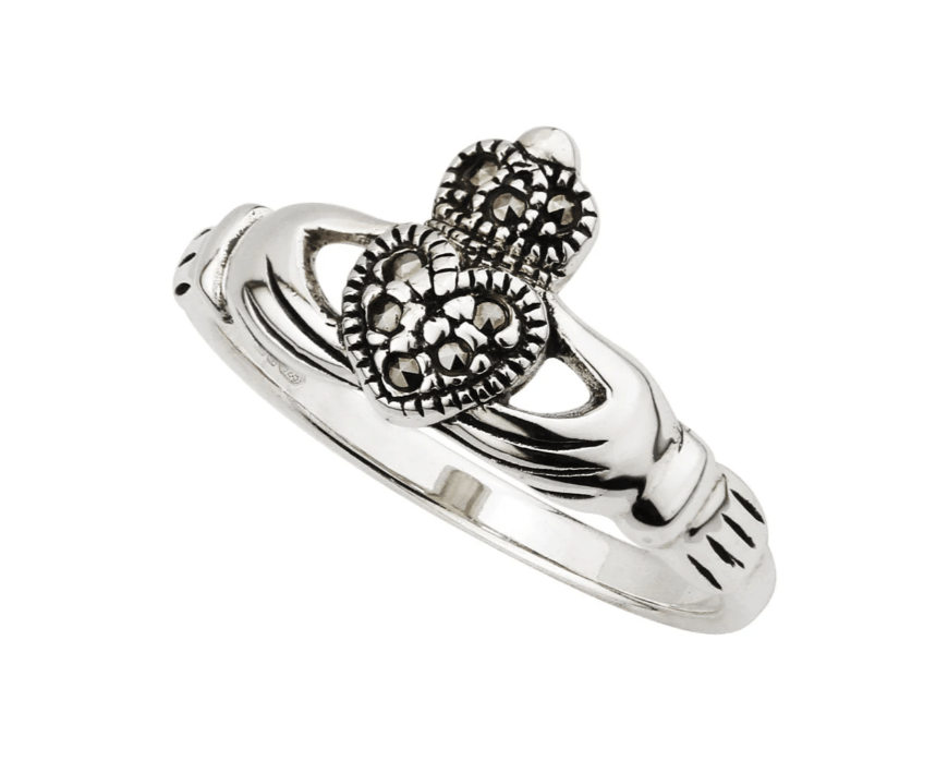 Sterling Silver and Marcasite Claddagh Ring - The Celtic Gift Store - Rings