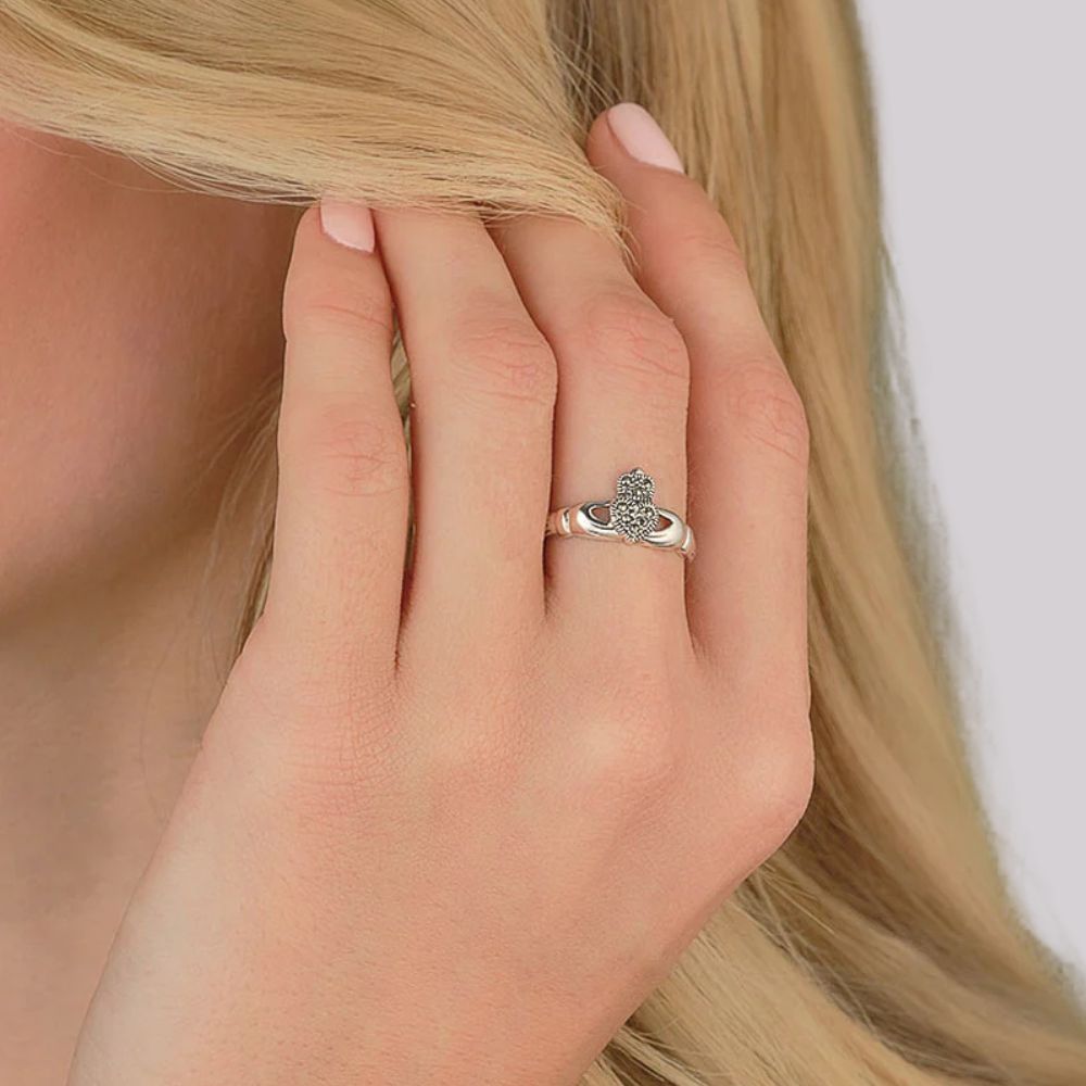 Sterling Silver and Marcasite Claddagh Ring