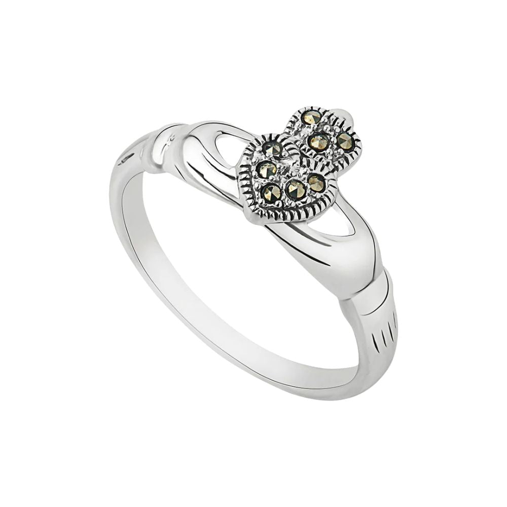 Sterling Silver and Marcasite Claddagh Ring - The Celtic Gift Store - Rings
