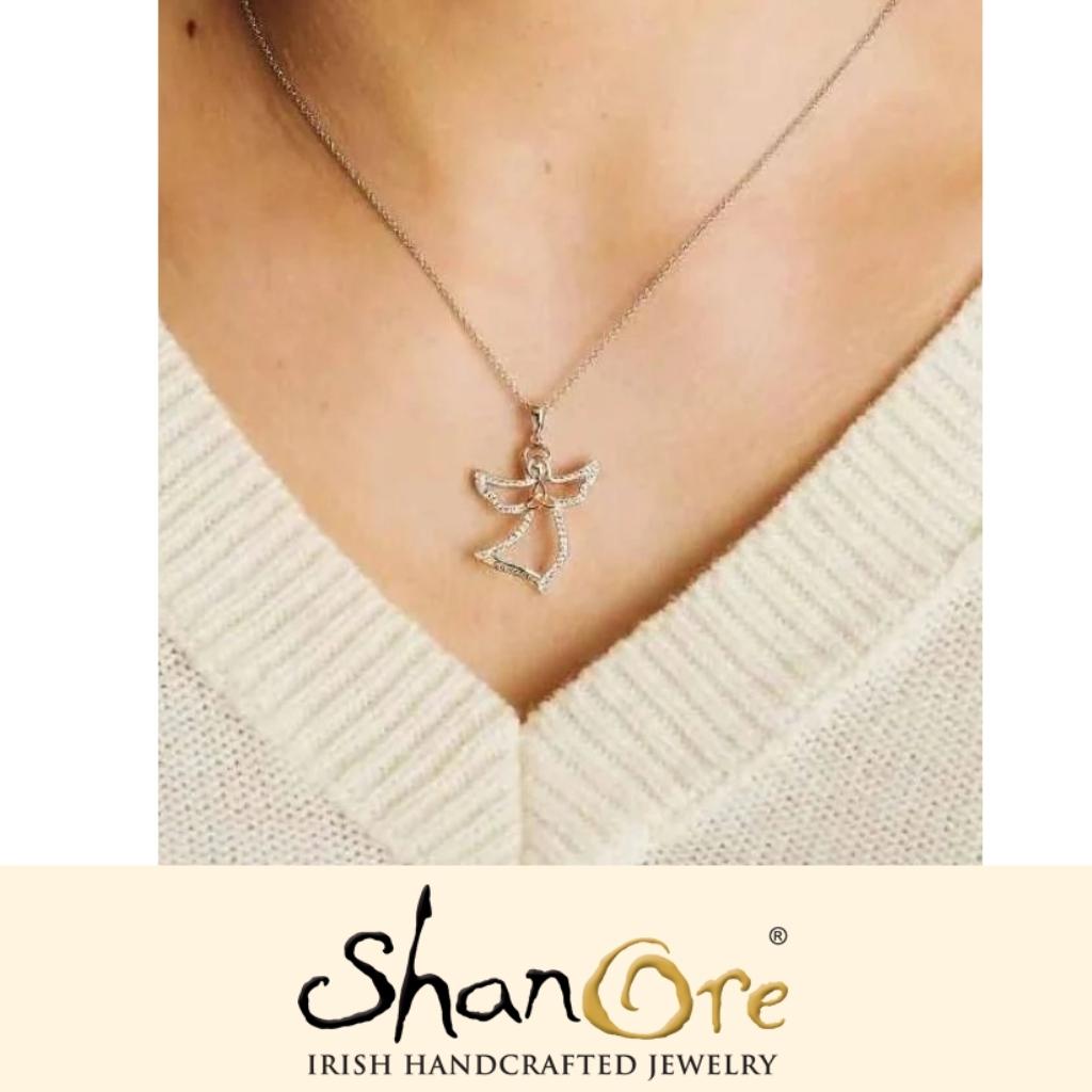 Sterling Silver and Rose Gold Trinity Knot Guide Me Angel Necklace