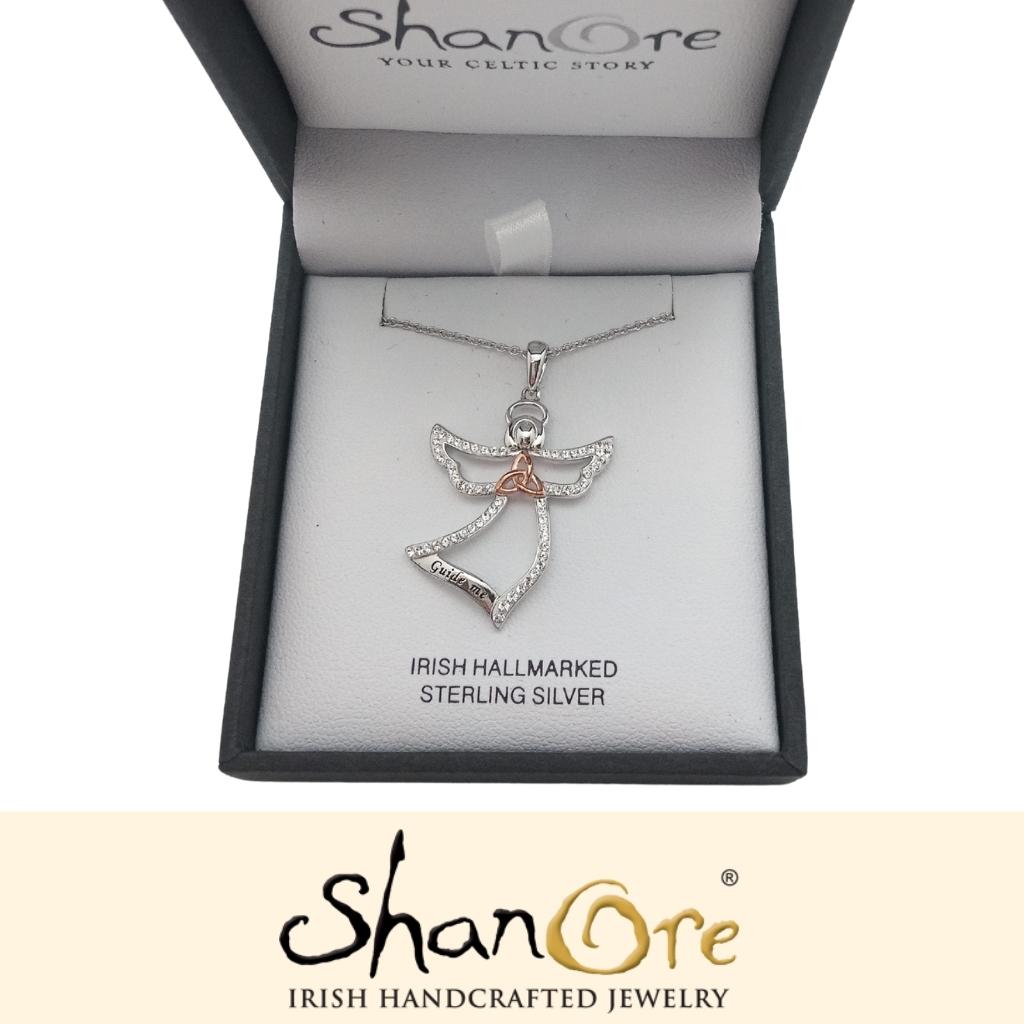 Sterling Silver and Rose Gold Trinity Knot Guide Me Angel Necklace