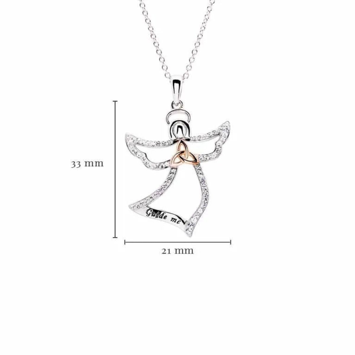 Sterling Silver and Rose Gold Trinity Knot Guide Me Angel Necklace