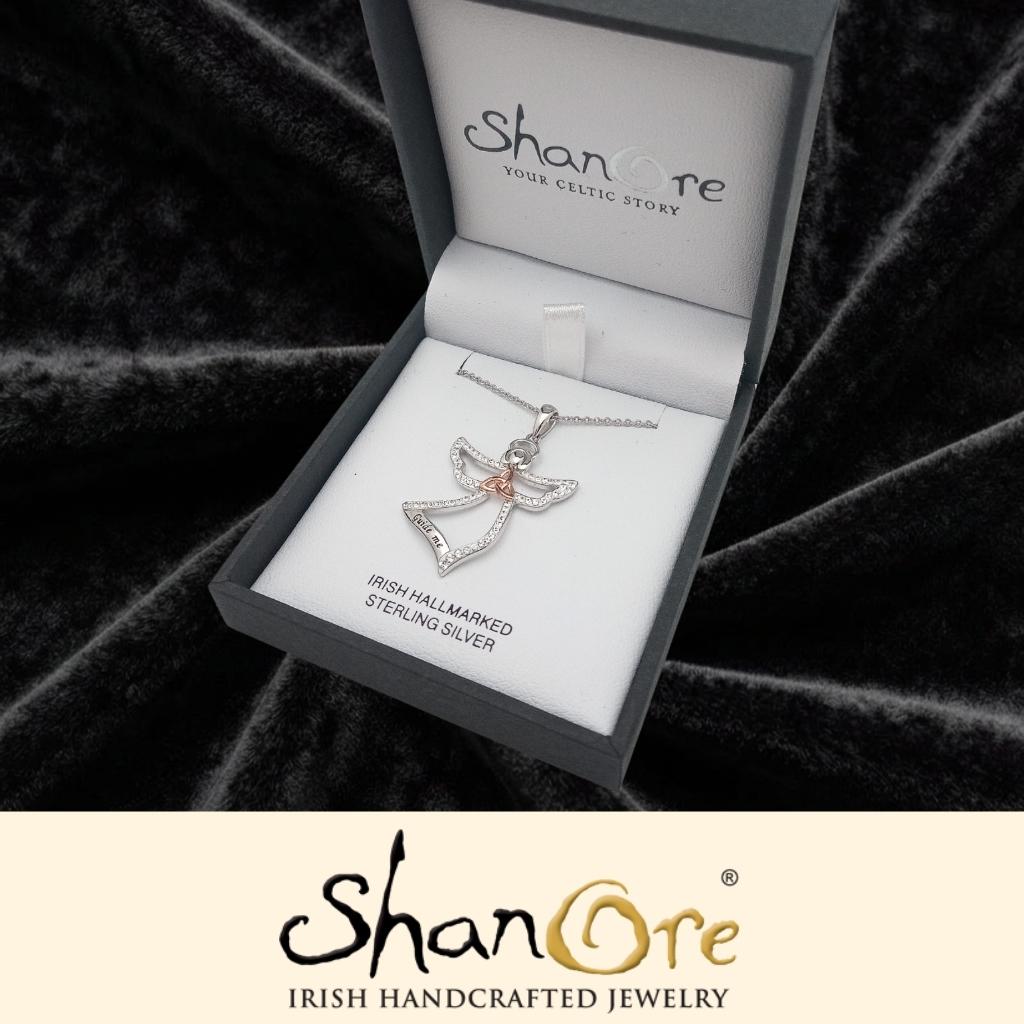 Sterling Silver and Rose Gold Trinity Knot Guide Me Angel Necklace