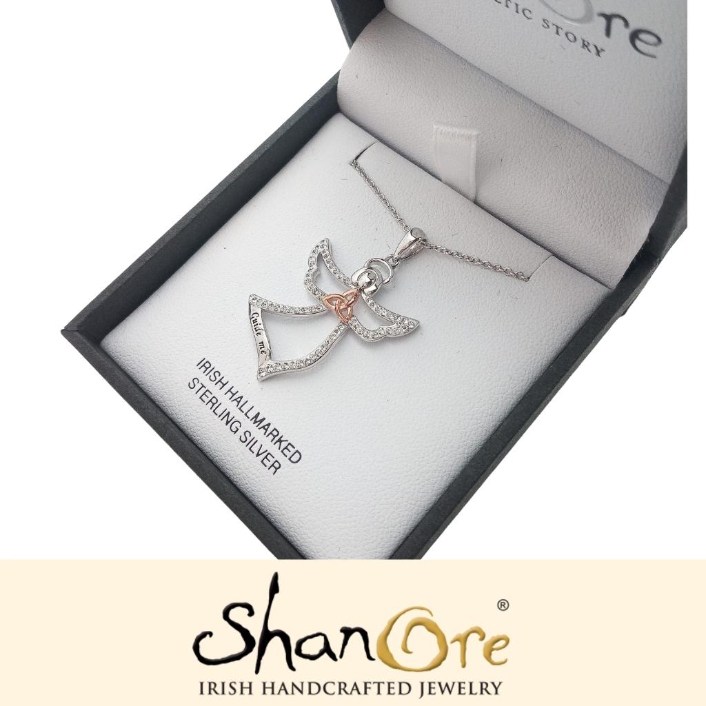 Sterling Silver and Rose Gold Trinity Knot Guide Me Angel Necklace
