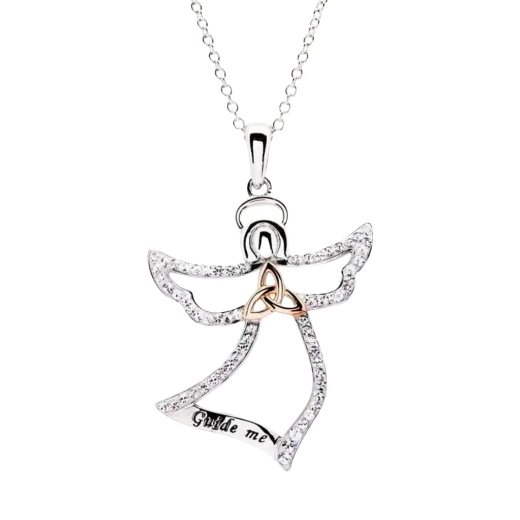 Sterling Silver and Rose Gold Trinity Knot Guide Me Angel Necklace