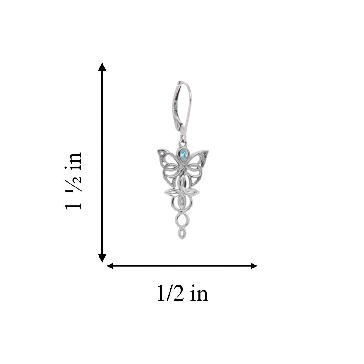 Sterling Silver and Sky Blue Topaz Celtic Butterfly Earrings - The Celtic Gift Store - Earrings