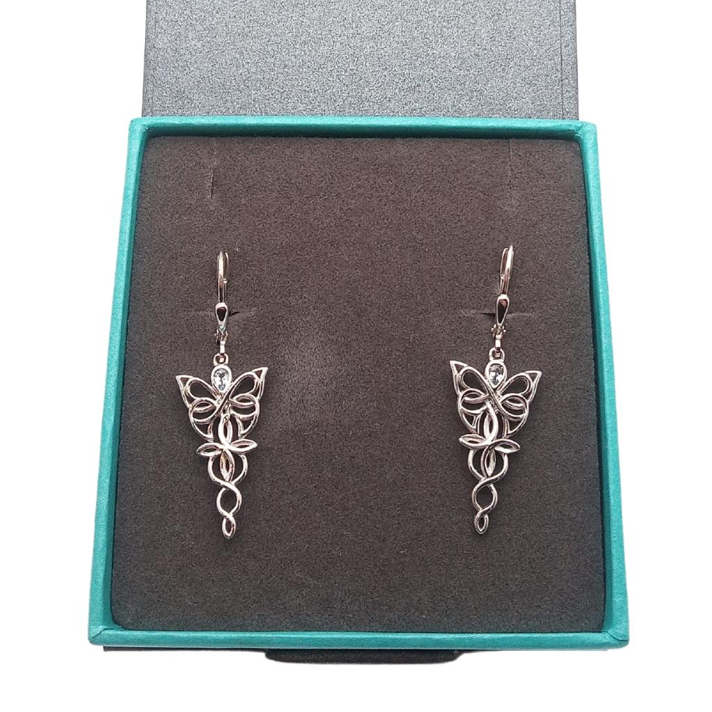 Sterling Silver and Sky Blue Topaz Celtic Butterfly Earrings