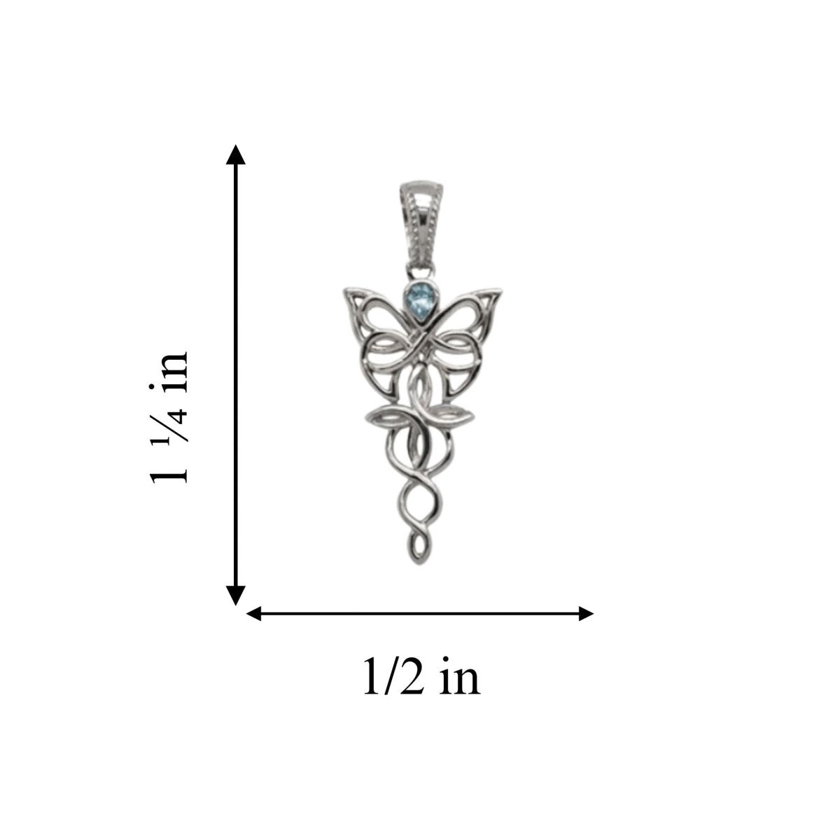 Sterling Silver and Sky Blue Topaz Celtic Butterfly Necklace - The Celtic Gift Store - Necklaces