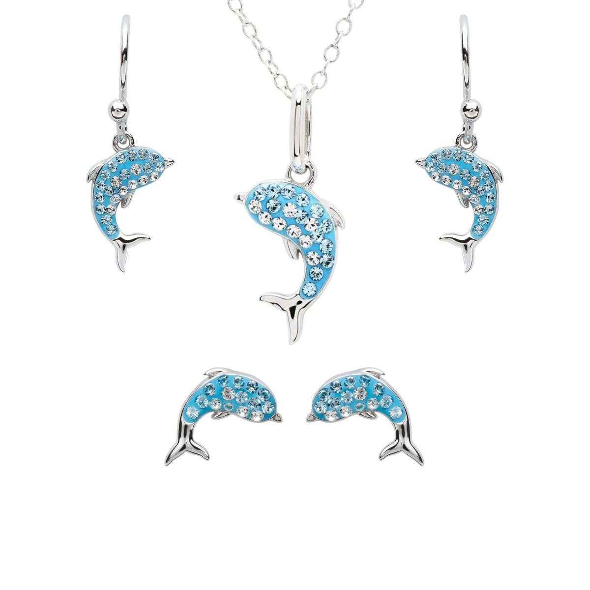 Sterling Silver Blue Dolphin Mini Necklace - The Celtic Gift Store - Jewelry