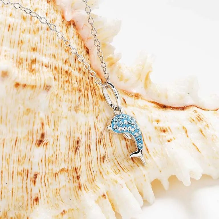Sterling Silver Blue Dolphin Mini Necklace - The Celtic Gift Store - Jewelry