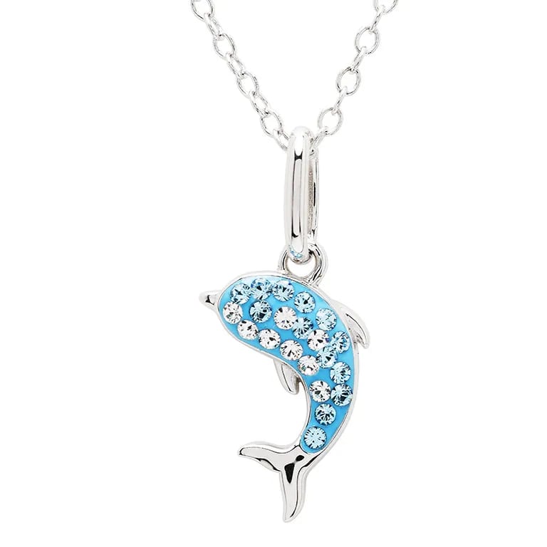 Sterling Silver Blue Dolphin Mini Necklace - The Celtic Gift Store - Jewelry