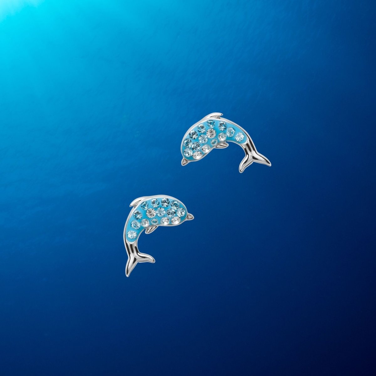Sterling Silver Blue Dolphin Stud Earrings - The Celtic Gift Store - Jewelry