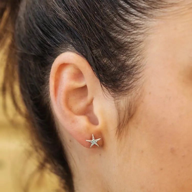 Sterling Silver Blue Starfish Stud Earrings - The Celtic Gift Store - Jewelry