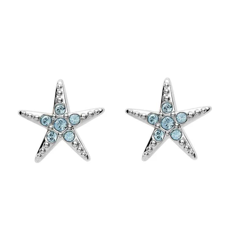 Sterling Silver Blue Starfish Stud Earrings - The Celtic Gift Store - Jewelry