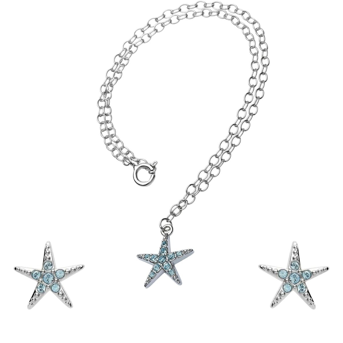 Sterling Silver Blue Starfish Stud Earrings - The Celtic Gift Store - Jewelry