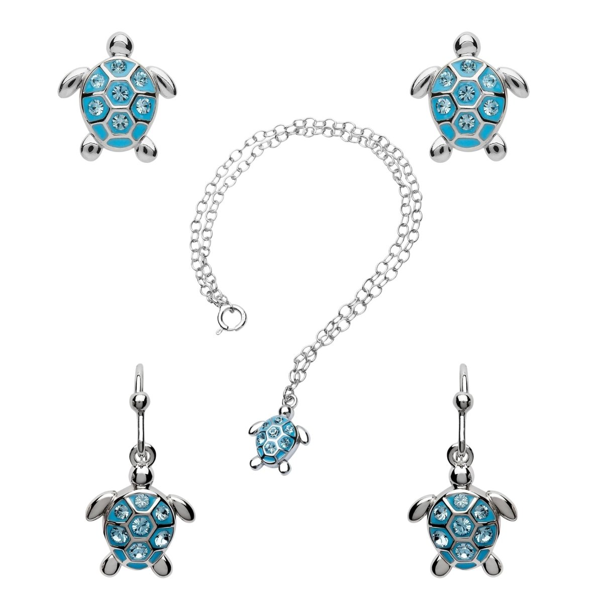 Sterling Silver Blue Turtle Earrings - The Celtic Gift Store - Jewelry