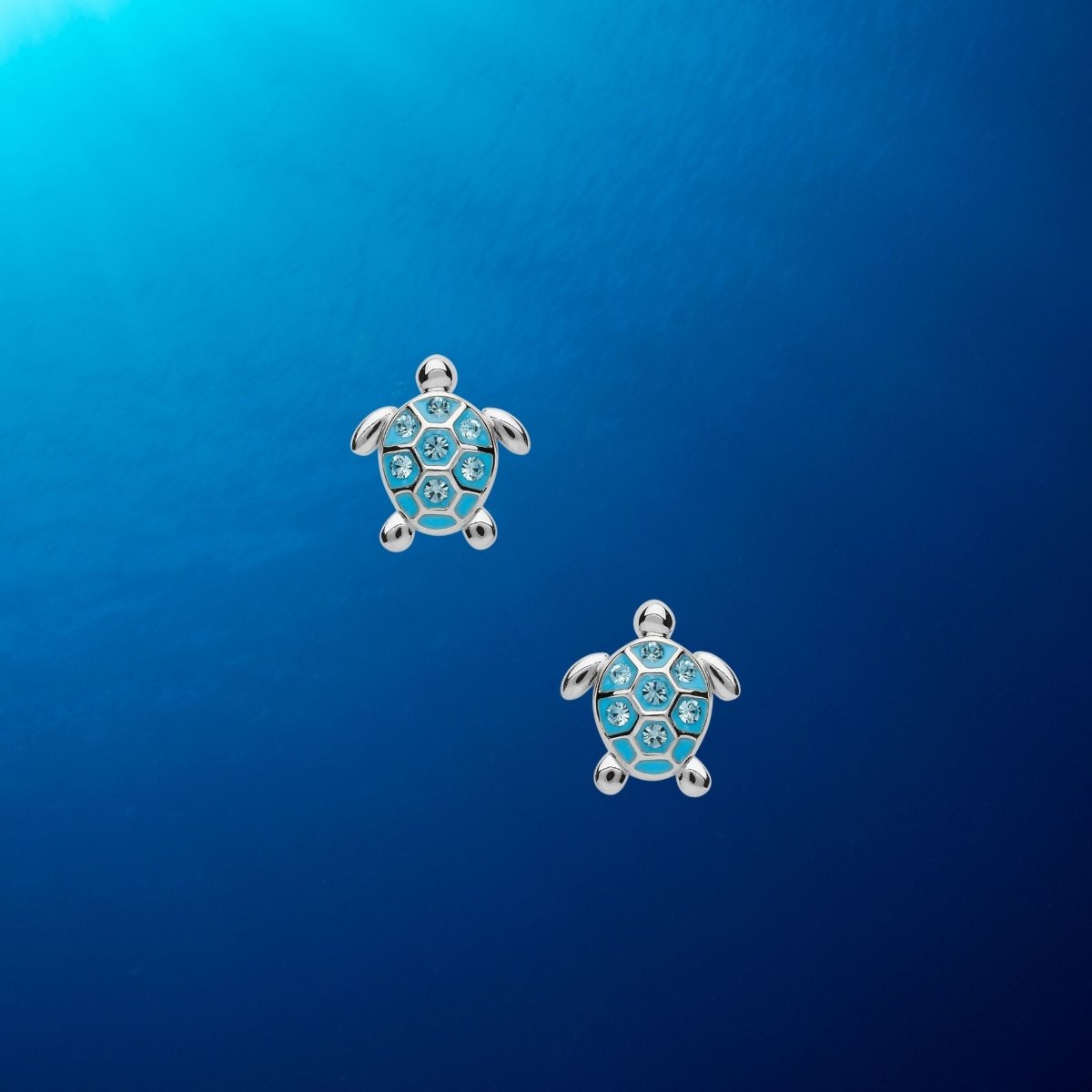 Sterling Silver Blue Turtle Stud Earrings - The Celtic Gift Store - Jewelry