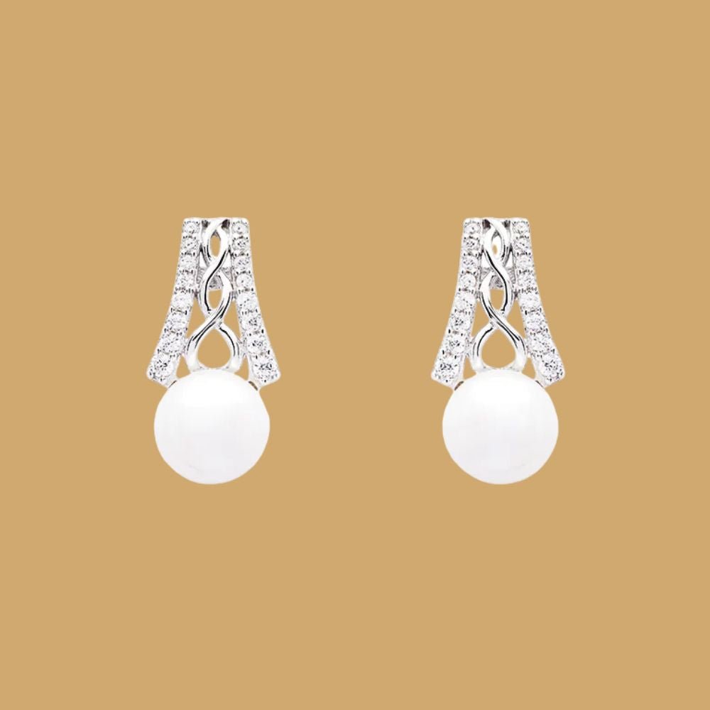 Sterling Silver Celtic Knot Crowned Pearl Earrings