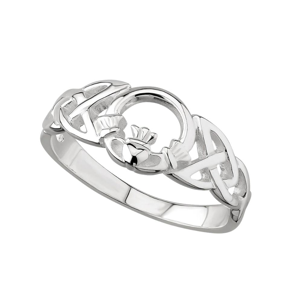 Sterling Silver Celtic Knot Open Claddagh Ring - The Celtic Gift Store - Rings