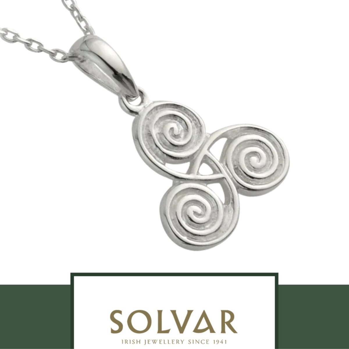 Sterling Silver Celtic Triple Spiral Necklace