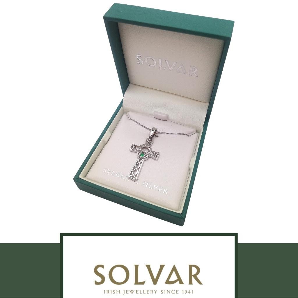 Sterling Silver Claddagh and Celtic Cross Necklace